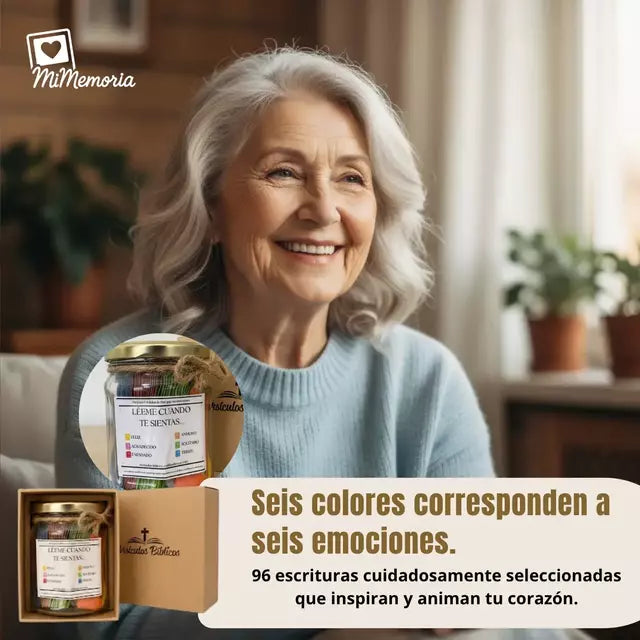 MiMemoria® Promesas de Dios — Frasco con 96 Versículos Bíblicos