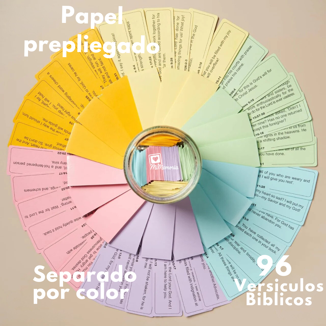 MiMemoria® Promesas de Dios — Frasco con 96 Versículos Bíblicos